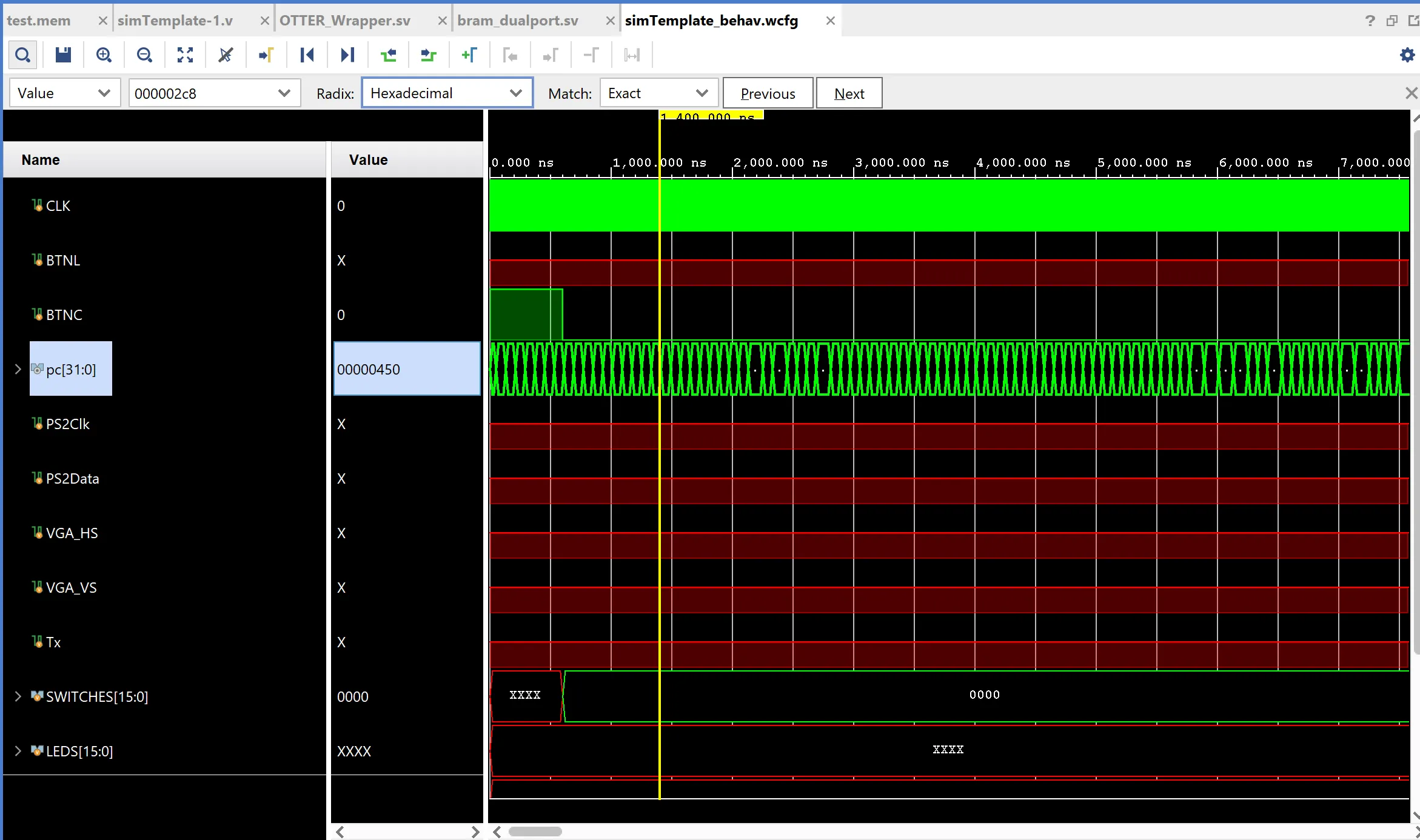 Simulation waveform.